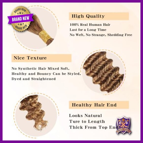 24 Inch Deep Wave Human Hair Extensions 2 Bundles Boho Braiding main image 6